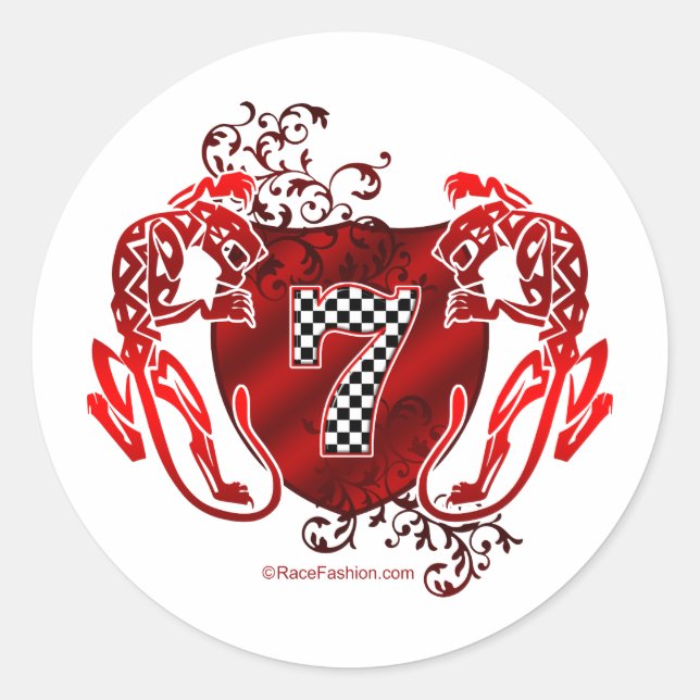 Sticker Rond 7 tigres de nombre de courses automobiles (Devant)