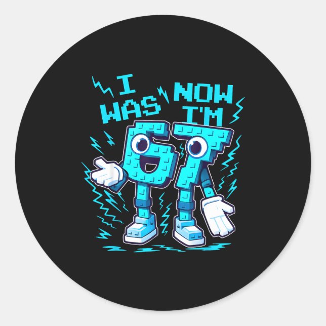 Sticker Rond 7 Year Old Birthday Shirt Was 6 Now I'm 7 Italian  (Devant)