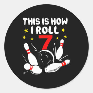 Sticker Rond 7 Year Old Bowling This