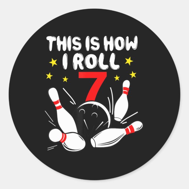 Sticker Rond 7 Year Old Bowling This (Devant)