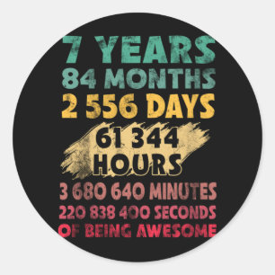 Sticker Rond 7e anniversaire 7 ans d'être génial