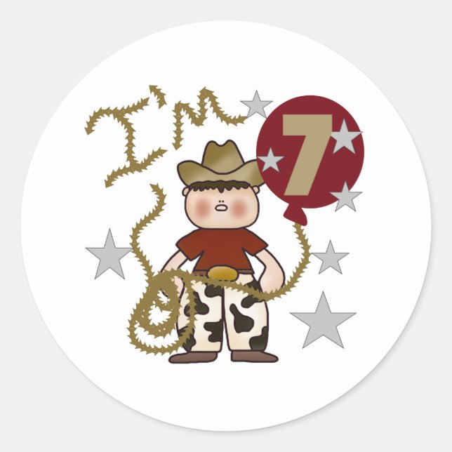 Sticker Rond 7e anniversaire de Cowboy (Devant)