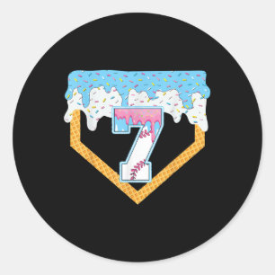 Sticker Rond 7e Baseball Crème de glace Drip Baseball Drit Birt