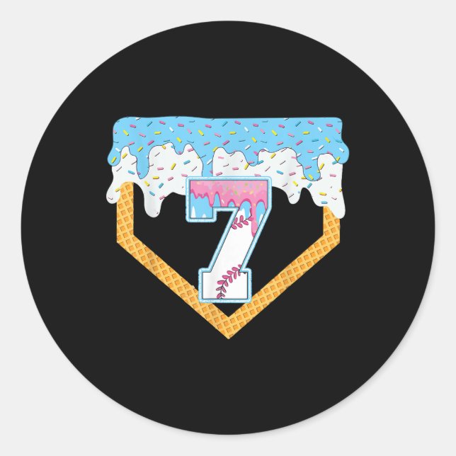Sticker Rond 7e Baseball Crème de glace Drip Baseball Drit Birt (Devant)