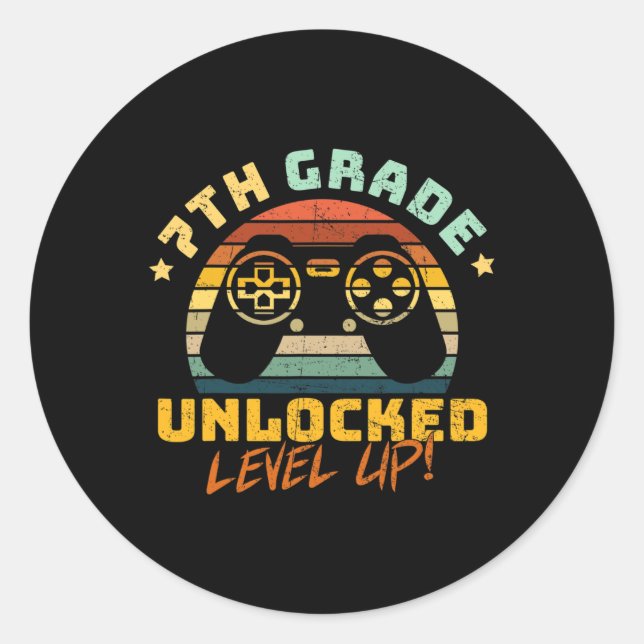 Sticker Rond 7e Septième année débloquée Jeu de niveau supérieu (Devant)