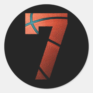 Sticker Rond 7th Birthday Party Basketball Imprimer Numéro 7 Te