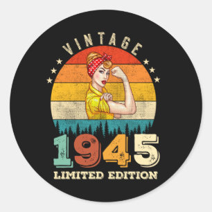 Sticker Rond 80 ans Anniversaire 1945 Vintage 80e anniversaire
