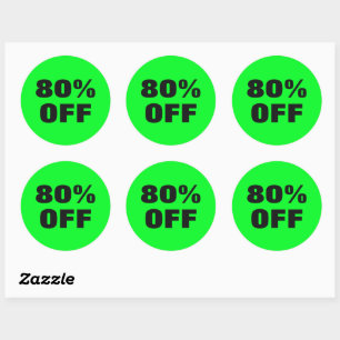 Sticker Rond 80% de réduction néon écossais note verte