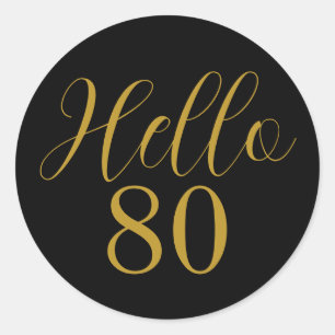 Sticker Rond 80e anniversaire Black Gold fête d'anniversaire