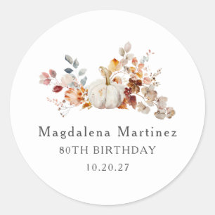 Sticker Rond 80e anniversaire Citrouille Automne Enveloppe Scea