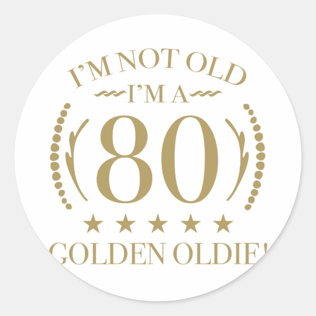 Sticker Rond 80e anniversaire Golden Oldie (Devant)