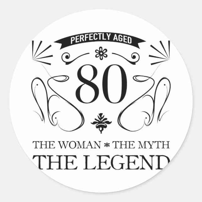 Sticker Rond 80e anniversaire pour les femmes (Devant)