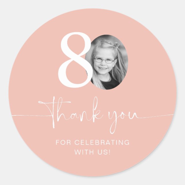 Sticker Rond 80e anniversaire rose Merci (Devant)