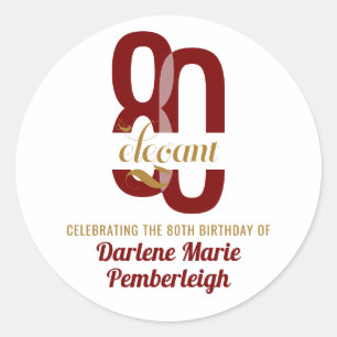 Sticker Rond 80e anniversaire Ruby Red Gold 80e