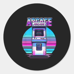 Sticker Rond 80s 90s Vintage Retro Arcade Jeu vidéo Old School