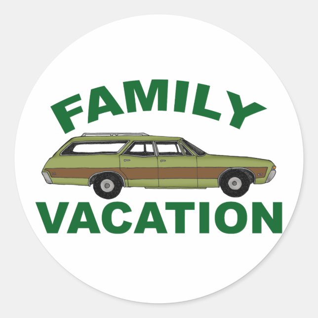 Sticker Rond 80s Vacances familiales (Devant)