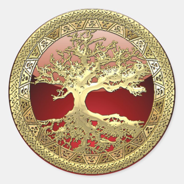 Sticker Rond [81] Golden Celtic Tree of Life [3D] (Devant)