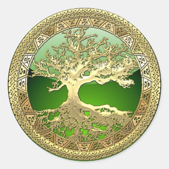 Sticker Rond [81] Golden Celtic Tree of Life [3D] (Devant)