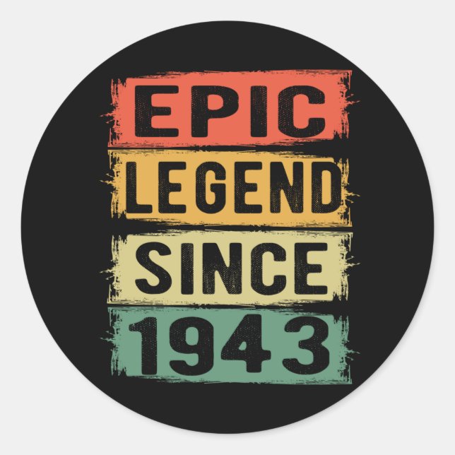 Sticker Rond 82 Ans Anniversaire 1943 Epic Legend 82e Anniversa (Devant)