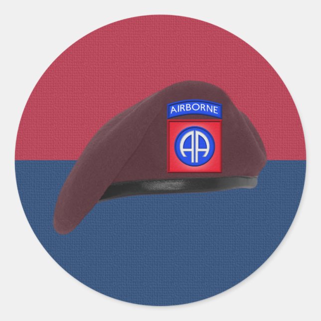 Sticker Rond 82e division aéroportée Iconic Beret (Devant)
