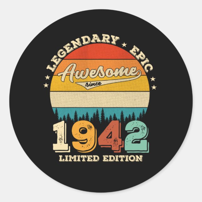 Sticker Rond 83 Ans 1942 Retro Awesome 83e anniversaire Cadeau (Devant)