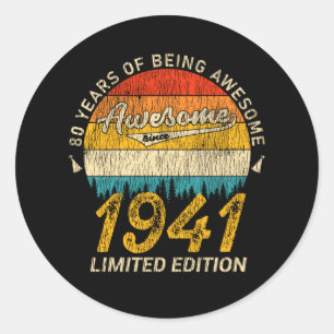 Sticker Rond 84 Ans 1941 Retro Magnifique 84e anniversaire Cade