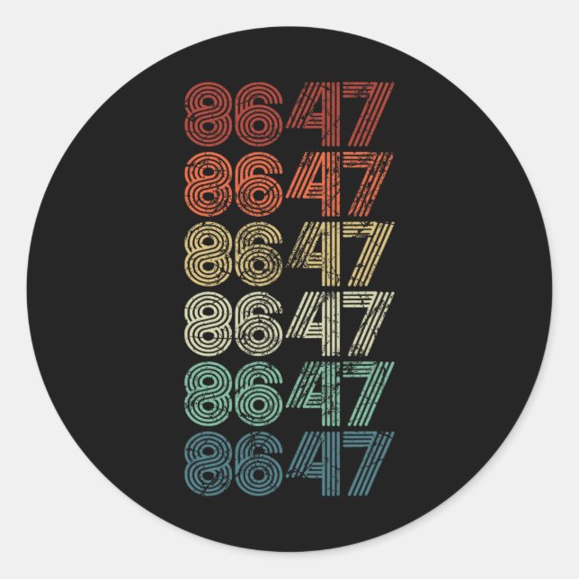 Sticker Rond 8647 Anti Trump 86 47 Retro Impeach 47 Anti-Trump (Devant)
