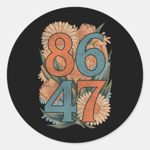 Sticker Rond 8647 Anti Trump Floral Democrat Président libéral