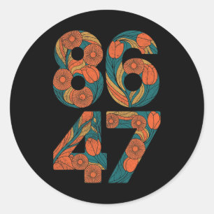 Sticker Rond 8647 Anti Trump Floral Democrat Président libéral