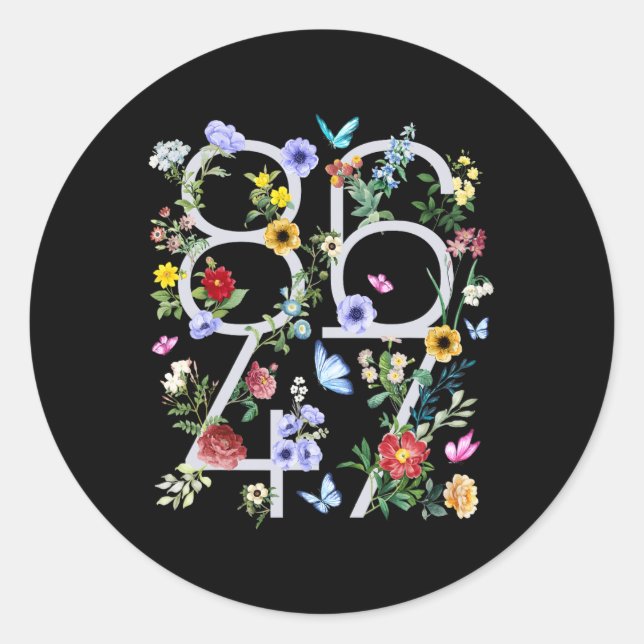 Sticker Rond 8647 Floral Boho Anti Trump subtil  (Devant)