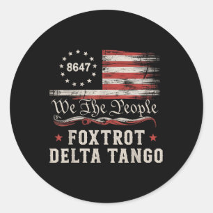 Sticker Rond 8647 Foxtrots Deltas Tango Drapeau Amérique 