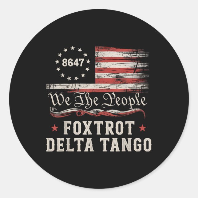 Sticker Rond 8647 Foxtrots Deltas Tango Drapeau Amérique  (Devant)
