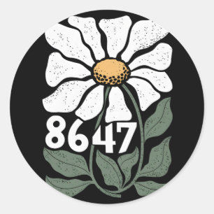 Sticker Rond 8647 Résiste à la marguerite subtile florale Foxtr