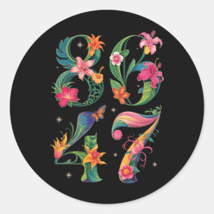 Sticker Rond 8647 Subtle Anti Trump 86 47 Floral Boho Style 5