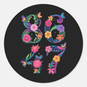 Sticker Rond 8647 Subtle Anti Trump 86 47 Floral Boho Style 6