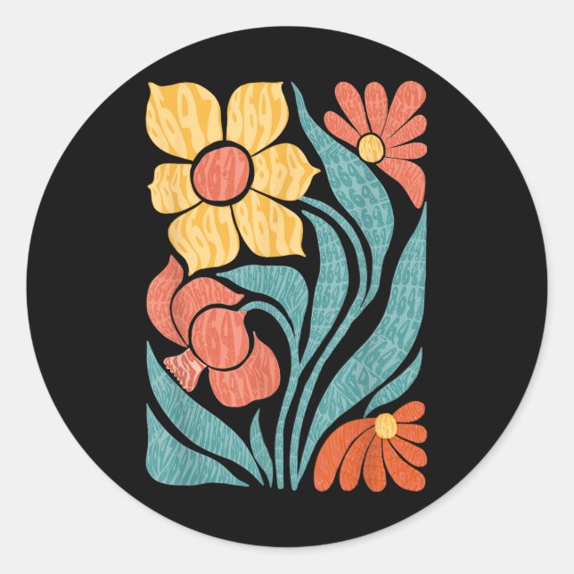 Sticker Rond 8647 Subtle Anti Trump Floral Boho (Devant)