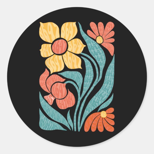 Sticker Rond 8647 Subtle Anti Trump Floral Boho 1 (Devant)
