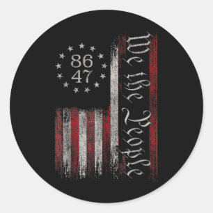 Sticker Rond 8647 Trump 86 47 Us Drapeau We The People Impeach