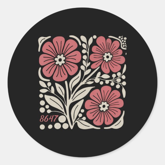 Sticker Rond 8647 Trump subtil 86 47 Boho floral (Devant)