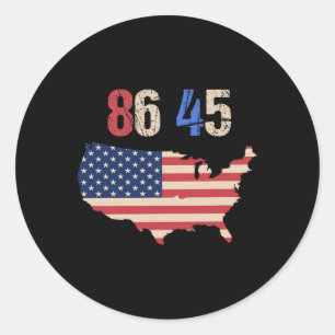 Sticker Rond 86 45 Chemise Vintage Trump contre le drapeau patr