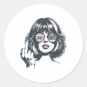 Sticker Rond 86 47 Anti Trump Drôle 8647 Anti-trump Filles Femm