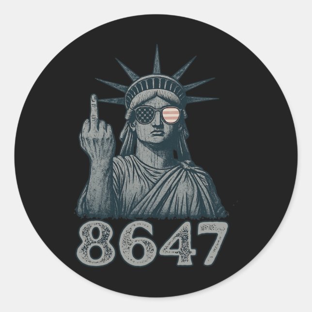 Sticker Rond 86 47 Anti Trump Funny 8647 Anti-Trump Statue De L (Devant)