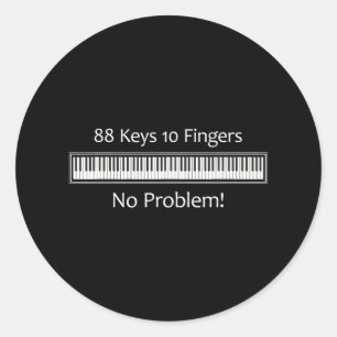 Sticker Rond 88 Touches 10 Doigts Pas de problème Piano Clavier