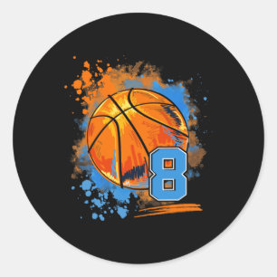 Sticker Rond 8 ans 8e anniversaire Basketball