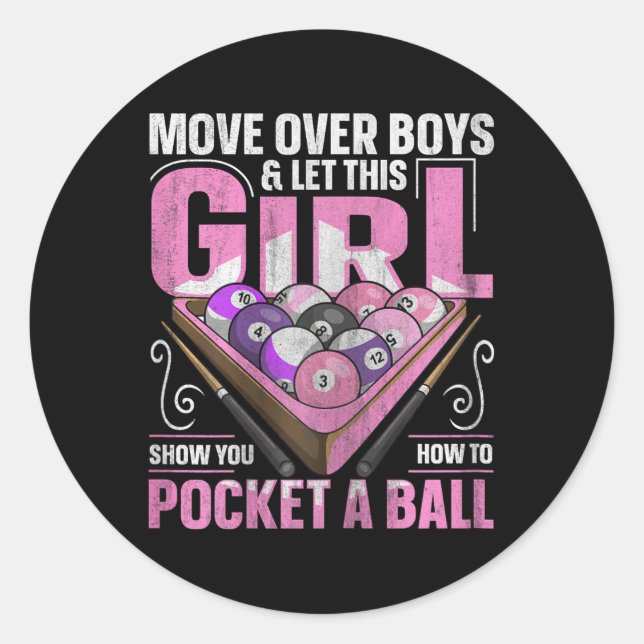 Sticker Rond 8 Ball Pool Billard Devis Pour Une Joueuse De Bill (Devant)