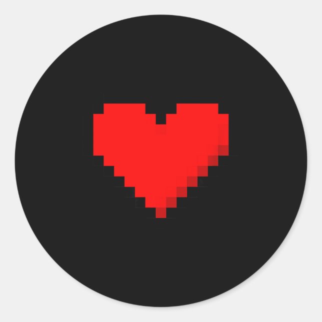 Sticker Rond 8 Bit Heart Retro Valentines Day Xel Artwork  (Devant)