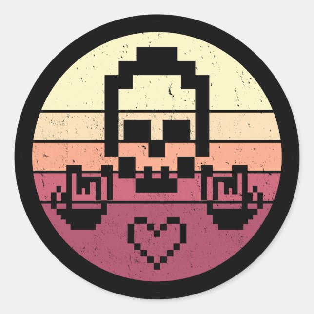 Sticker Rond 8 bits Pixel Coeur Rocker (Devant)