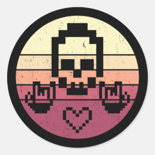 Sticker Rond 8 bits Pixel Coeur Rocker