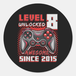Sticker Rond 8 Déverrouillé Awesome 2015 jeu vidéo 8e anniversa