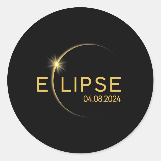 Sticker Rond 8 Éclipse solaire totale 2024 (Devant)